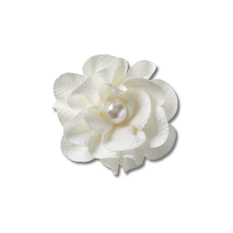 White Fabric Flower With Pearl