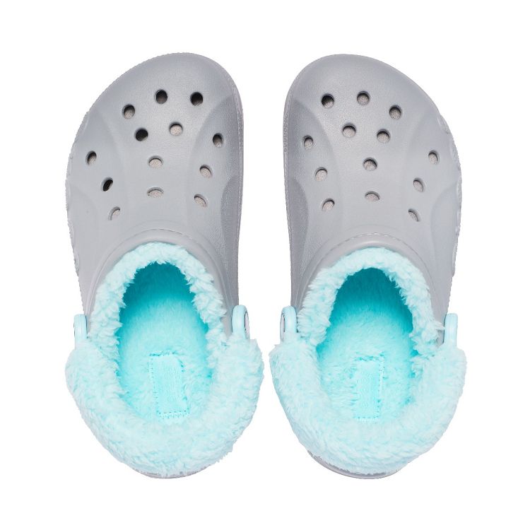 Baya Lined Fuzz Strap Clog - Light Grey/Ice Blue