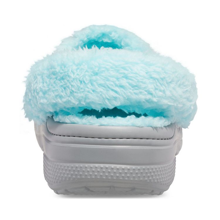 Baya Lined Fuzz Strap Clog - Light Grey/Ice Blue
