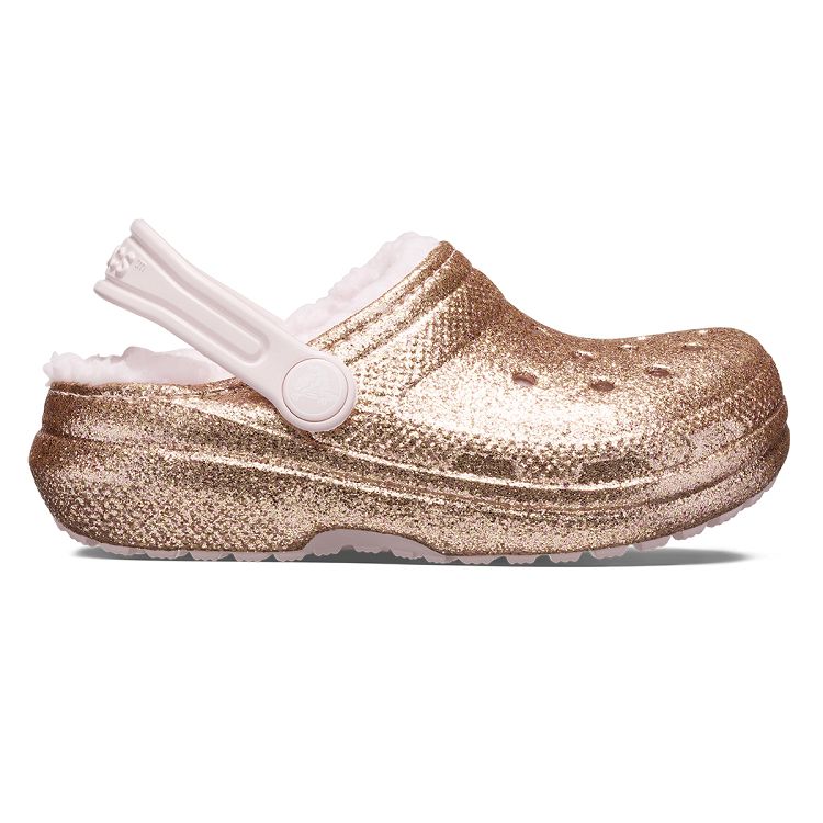 Classic Lined Glitter Clog K - Gold/Barely Pink