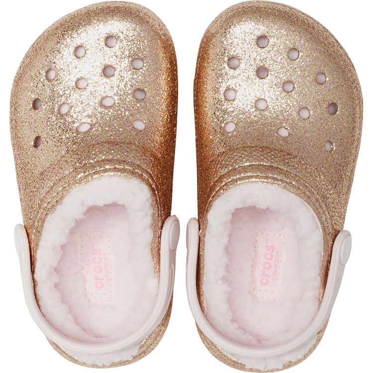 Classic Lined Glitter Clog K - Gold/Barely Pink