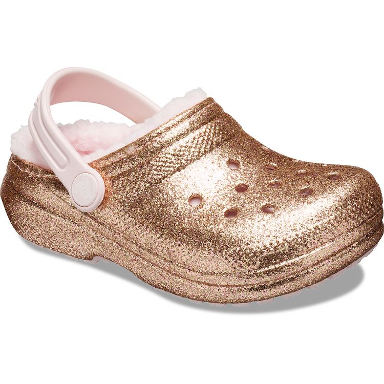 Classic Lined Glitter Clog K - Gold/Barely Pink