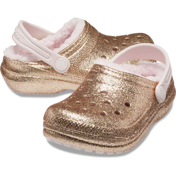 Classic Lined Glitter Clog T - Gold/Barely Pink