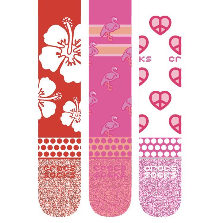 Crocs Socks ACrw RtroRsrt 3Pack - Electric Pink/Multi