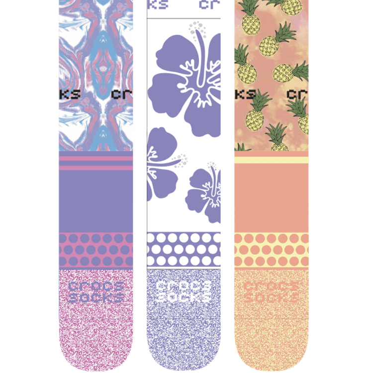 Crocs Socks Kid CrewGPP 3Pack - Tropical/White