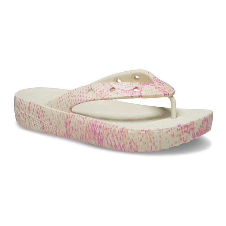 Classic Platform Snake Print Flip - Bone/Multi