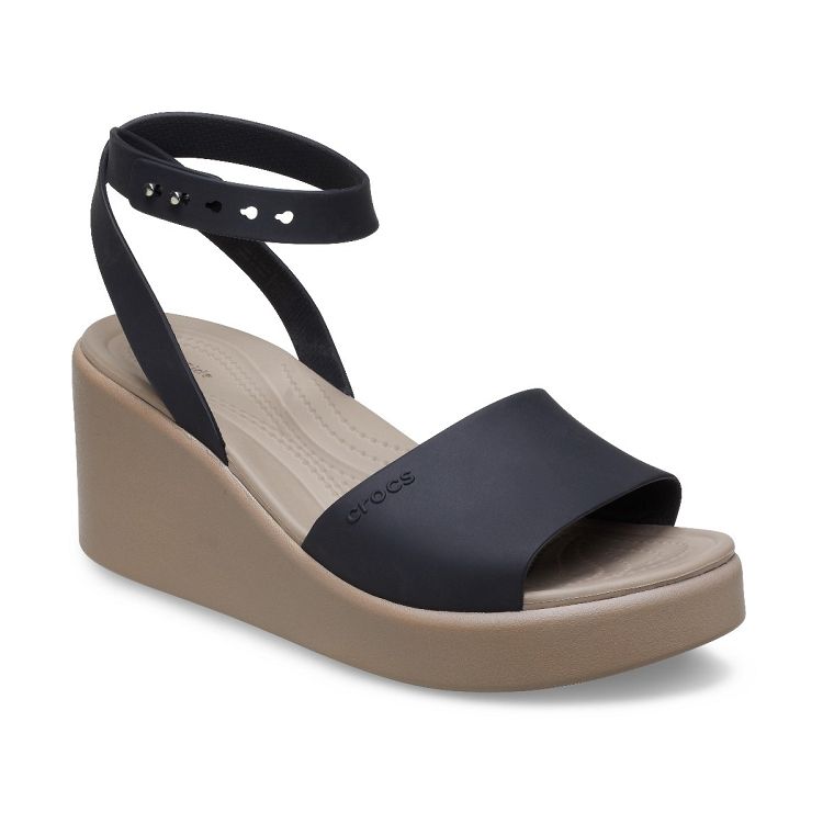 Brooklyn Ankle Strap Wedge - Black/Mushroom