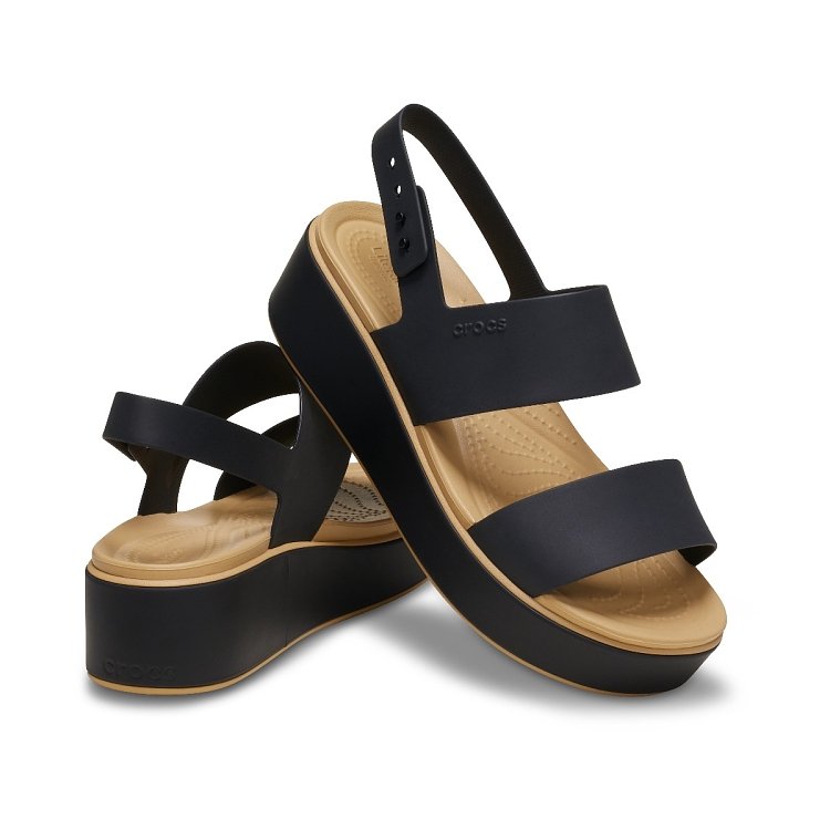 Brooklyn Matte Wrap Low Wedge - Black/Cashew