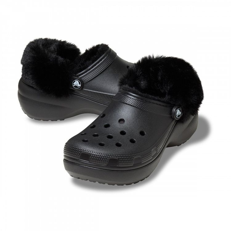 Classic Platform Fuzz Lined Clog - Black