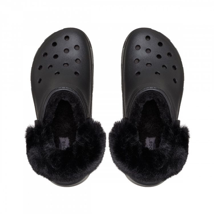 Classic Platform Fuzz Lined Clog - Black