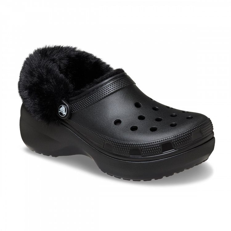Classic Platform Fuzz Lined Clog - Black