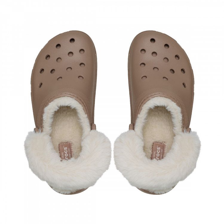 Classic Platform Fuzz Lined Clog - Latte