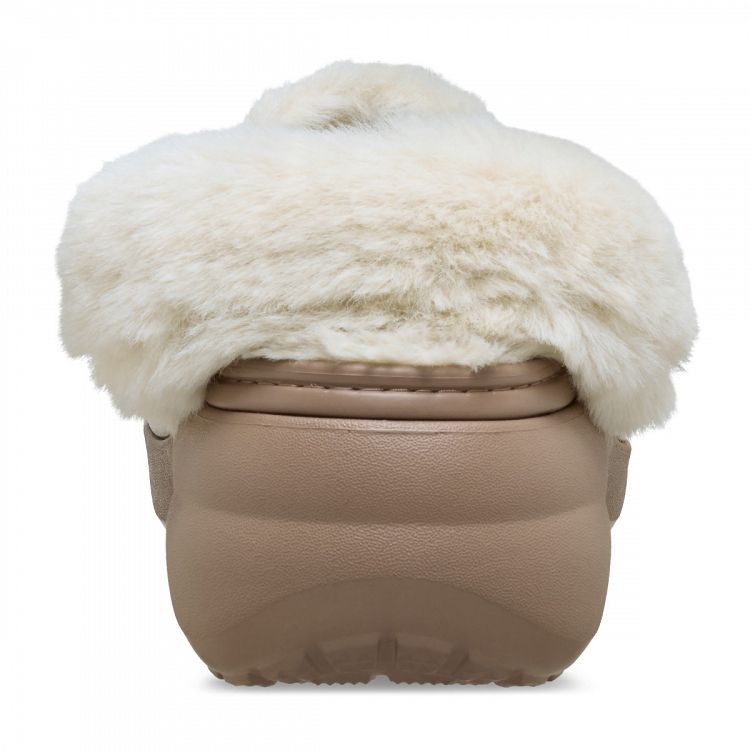 Classic Platform Fuzz Lined Clog - Latte
