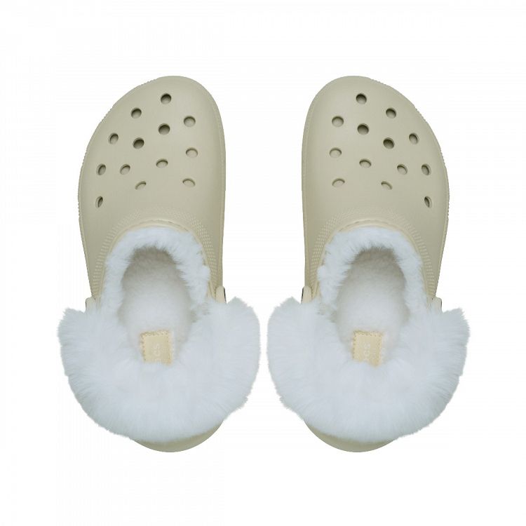 Classic Platform Fuzz Lined Clog - Bone