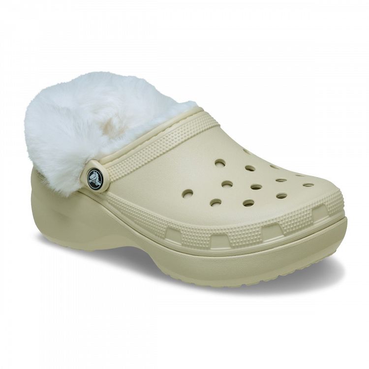 Classic Platform Fuzz Lined Clog - Bone