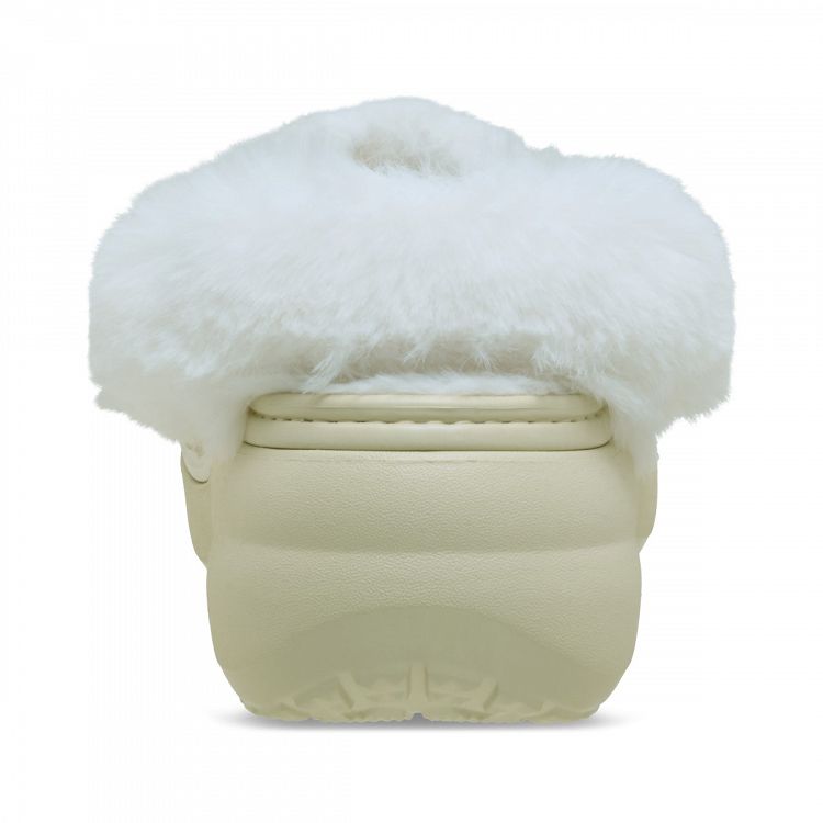 Classic Platform Fuzz Lined Clog - Bone
