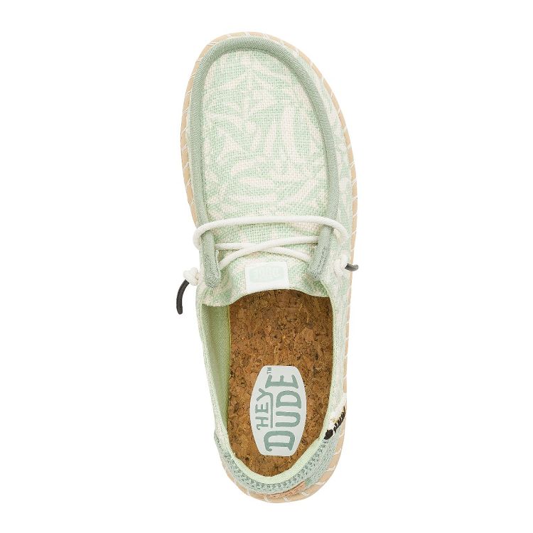 Wendy Espadrille Retro Palm - Celadon Green/White