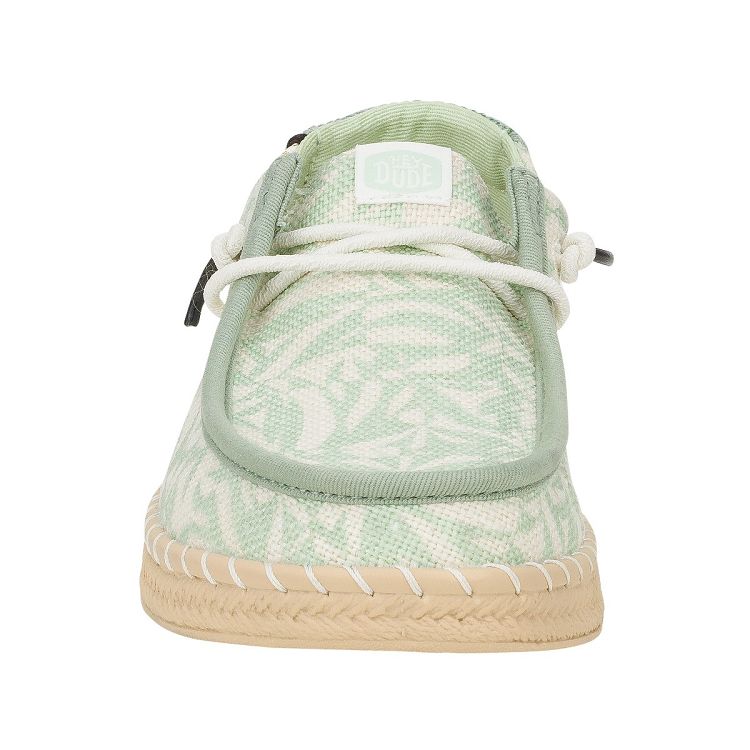 Wendy Espadrille Retro Palm - Celadon Green/White