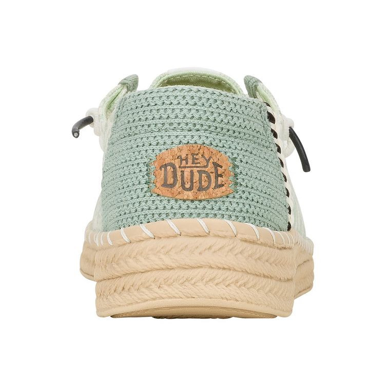 Wendy Espadrille Retro Palm - Celadon Green/White