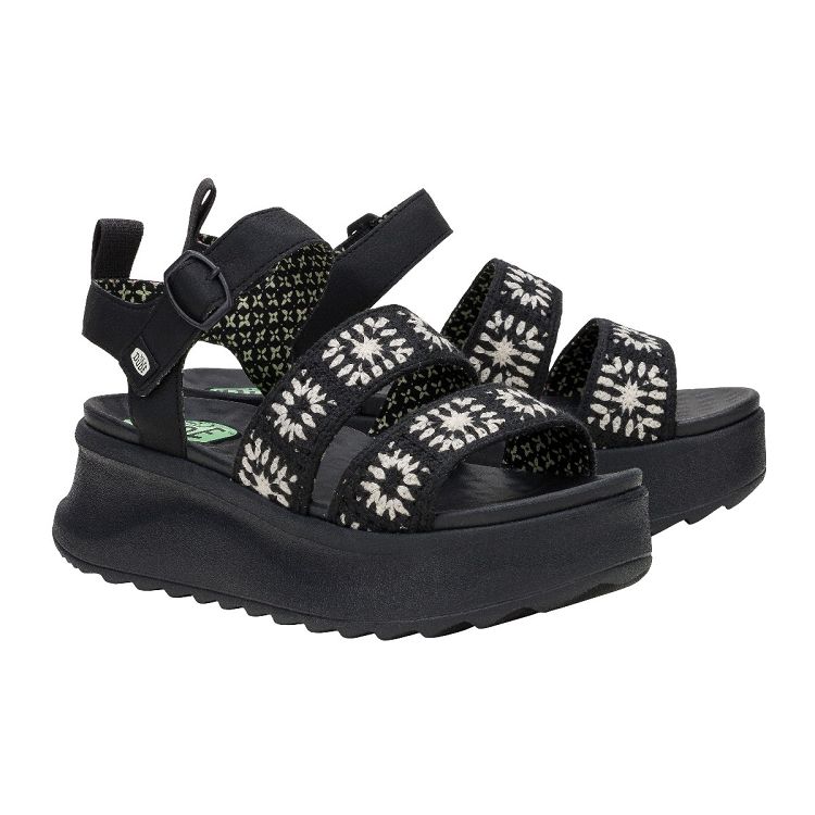 Delray Buckle Cottage Crochet - Black/White