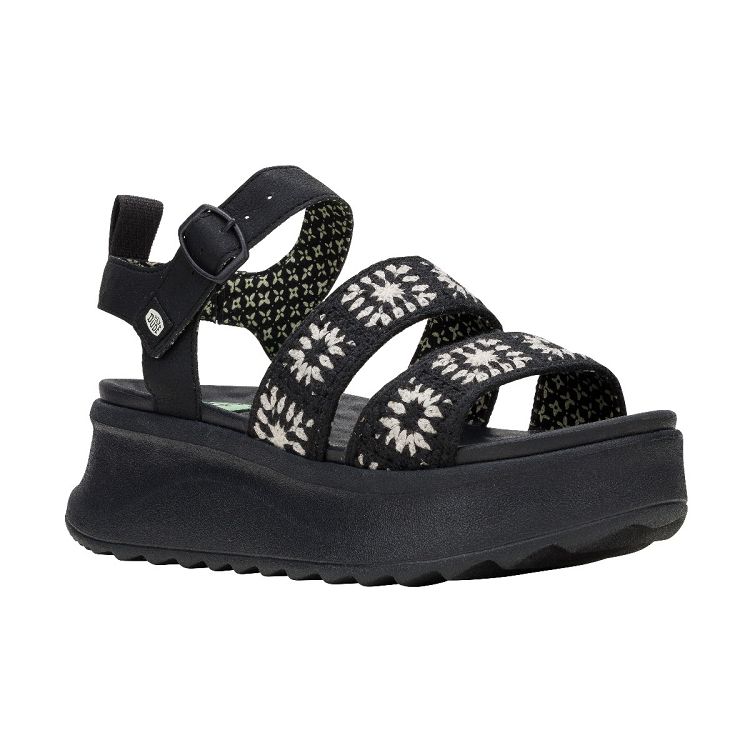 Delray Buckle Cottage Crochet - Black/White