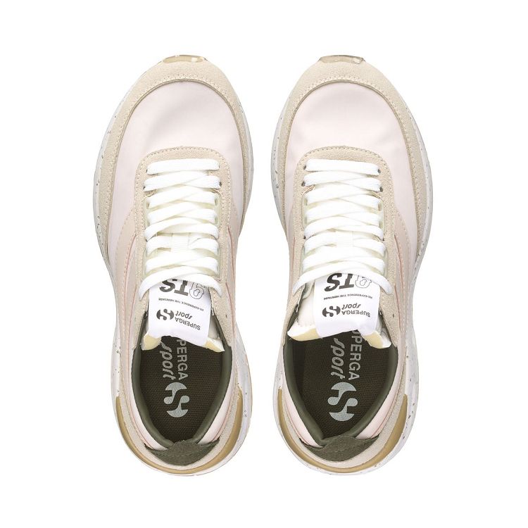 4089 TRAINING 9TS SLIM VEGAN LEATHER - Pink Almond-Green Olive-F Avorio
