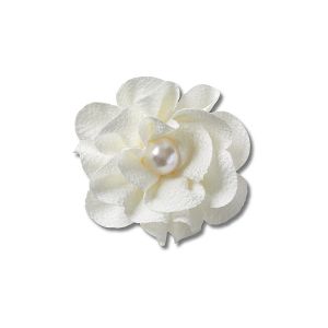 White Fabric Flower With Pearl