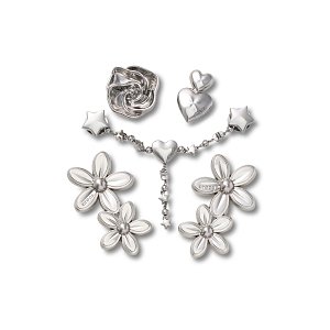 Silver Meta Floral 5 Pack