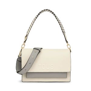 BANDOLERA M. AUDREE SAFFIANO BEIGE-GRIS - BEIGE - GRIS