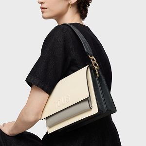 BANDOLERA M. AUDREE SAFFIANO BEIGE-GRIS - BEIGE - GRIS