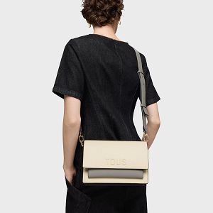 BANDOLERA M. AUDREE SAFFIANO BEIGE-GRIS - BEIGE - GRIS