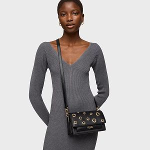 BANDOLERA S. AUDREE EYELETS NEGRO - NEGRO