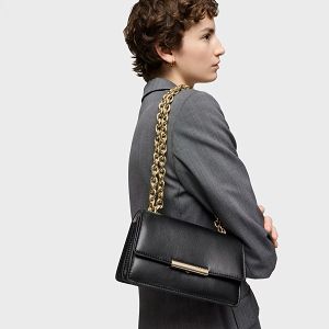 BANDOLERA S. AUDREE LEATHER NEGRO - NEGRO