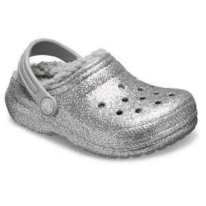 Classic Glitter Lined Clog K - Silver/Silver