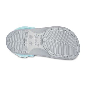 Baya Lined Fuzz Strap Clog - Light Grey/Ice Blue