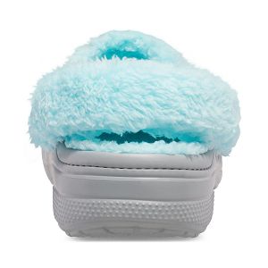 Baya Lined Fuzz Strap Clog - Light Grey/Ice Blue