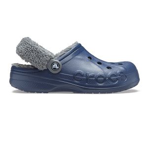 Baya Lined Fuzz Strap Clog - Navy/Slate Grey