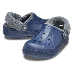 Baya Lined Fuzz Strap Clog - Navy/Slate Grey