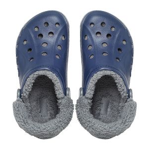 Baya Lined Fuzz Strap Clog - Navy/Slate Grey