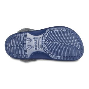 Baya Lined Fuzz Strap Clog - Navy/Slate Grey
