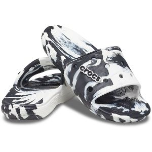 Classic Crocs Marbled Slide - White/Black