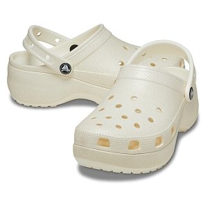 Classic Platform Glitter ClogW - Chalk