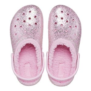 Classic Lined Glitter Clog K - Flamingo