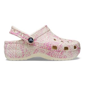 Classic Platform Snake Print Clog W - Bone/Multi