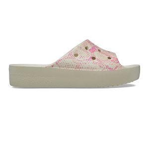Classic Platform Snake Print SLIDE - Bone/Multi