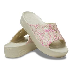 Classic Platform Snake Print SLIDE - Bone/Multi