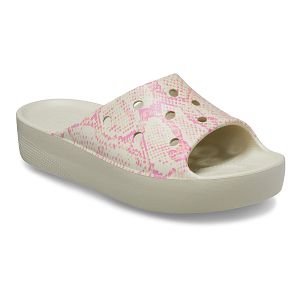 Classic Platform Snake Print SLIDE - Bone/Multi