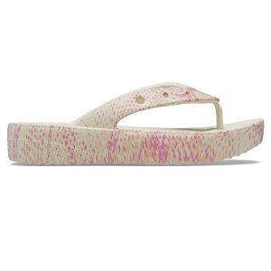 Classic Platform Snake Print Flip - Bone/Multi