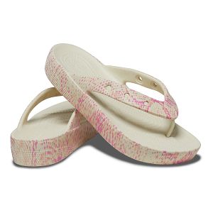 Classic Platform Snake Print Flip - Bone/Multi
