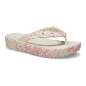 Classic Platform Snake Print Flip - Bone/Multi